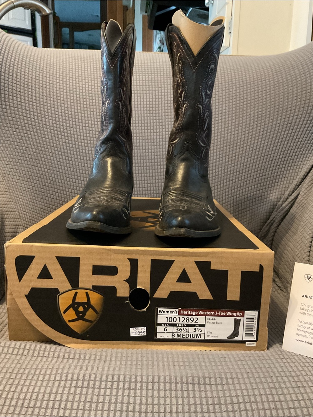 Ariat Black Leather Women's Western Boots with Embroidered Shaft